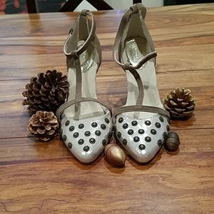 Joyfolie Womens Size 7 Silver High Heel Shoes